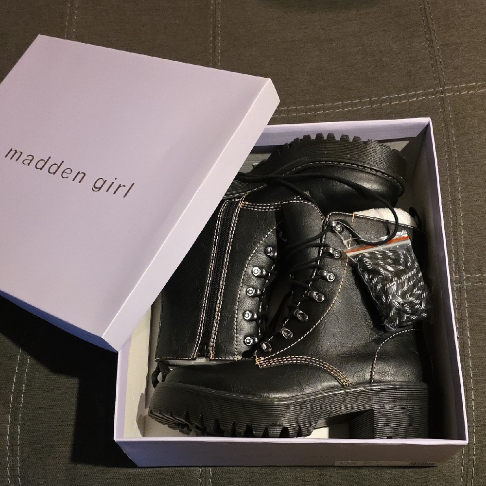 Madden Girl Black Lace Up Boots